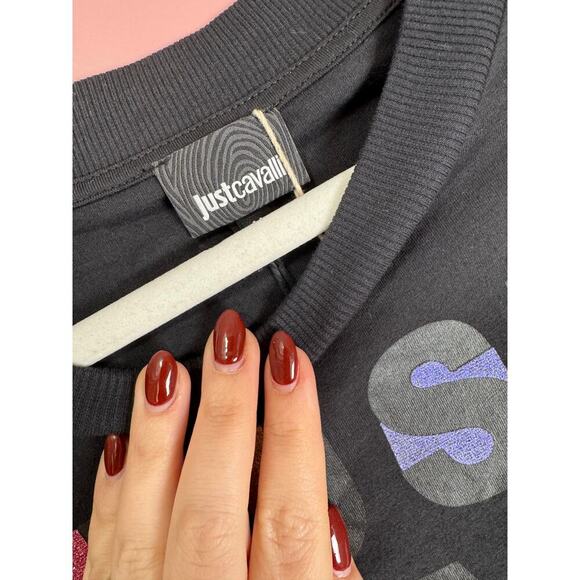 Just Cavalli by Roberto Cavalli Cropped Graphic Tee Size Medium - Picture 3 of 4